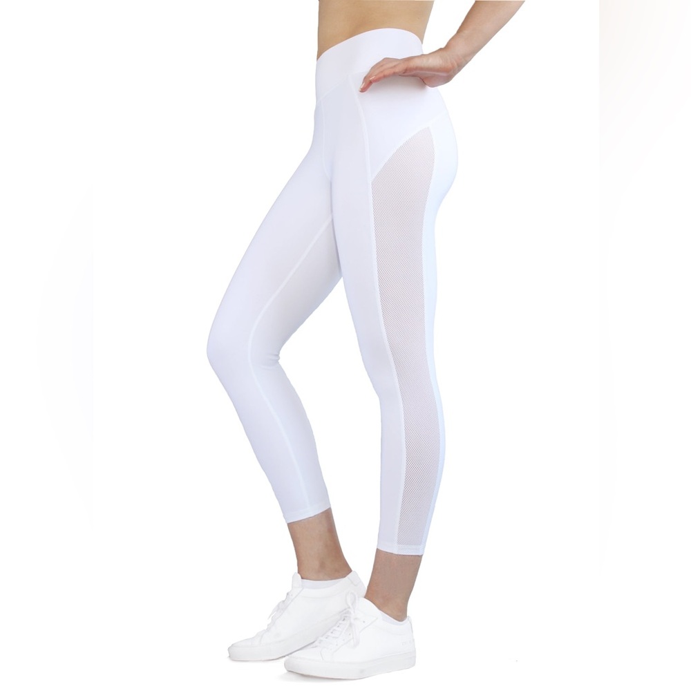 MICHI white ‘Stardust’ Crop Mesh Panel Legging - XS